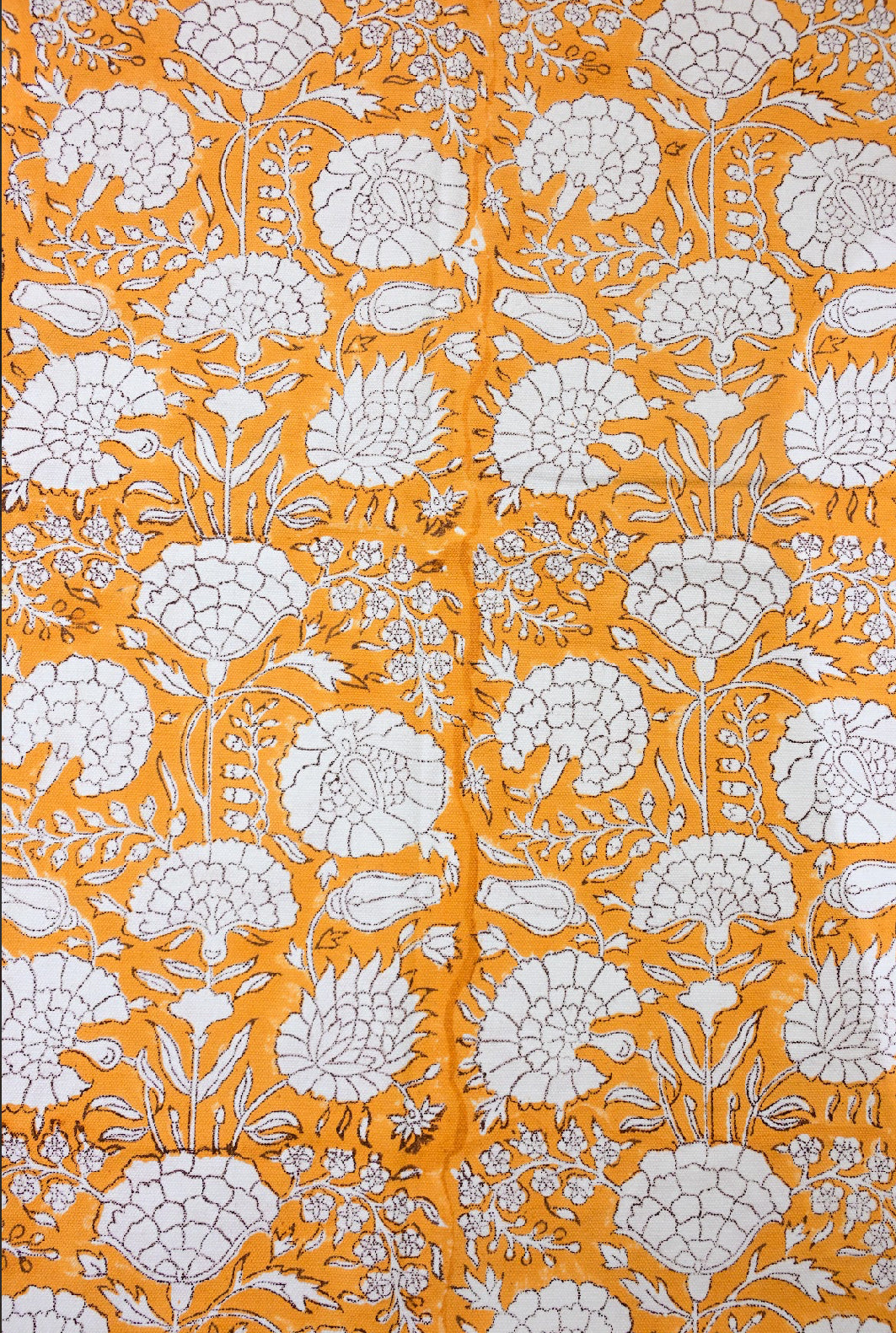 Sunset Floral Block-Print Tablecloth