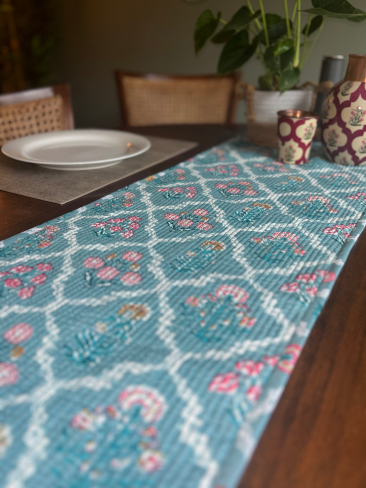 Blush Blossom Reversible Table Runner