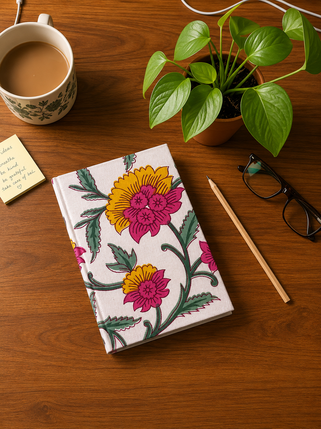 Garden Bloom Fabric Diary Hand Block Printed Journal