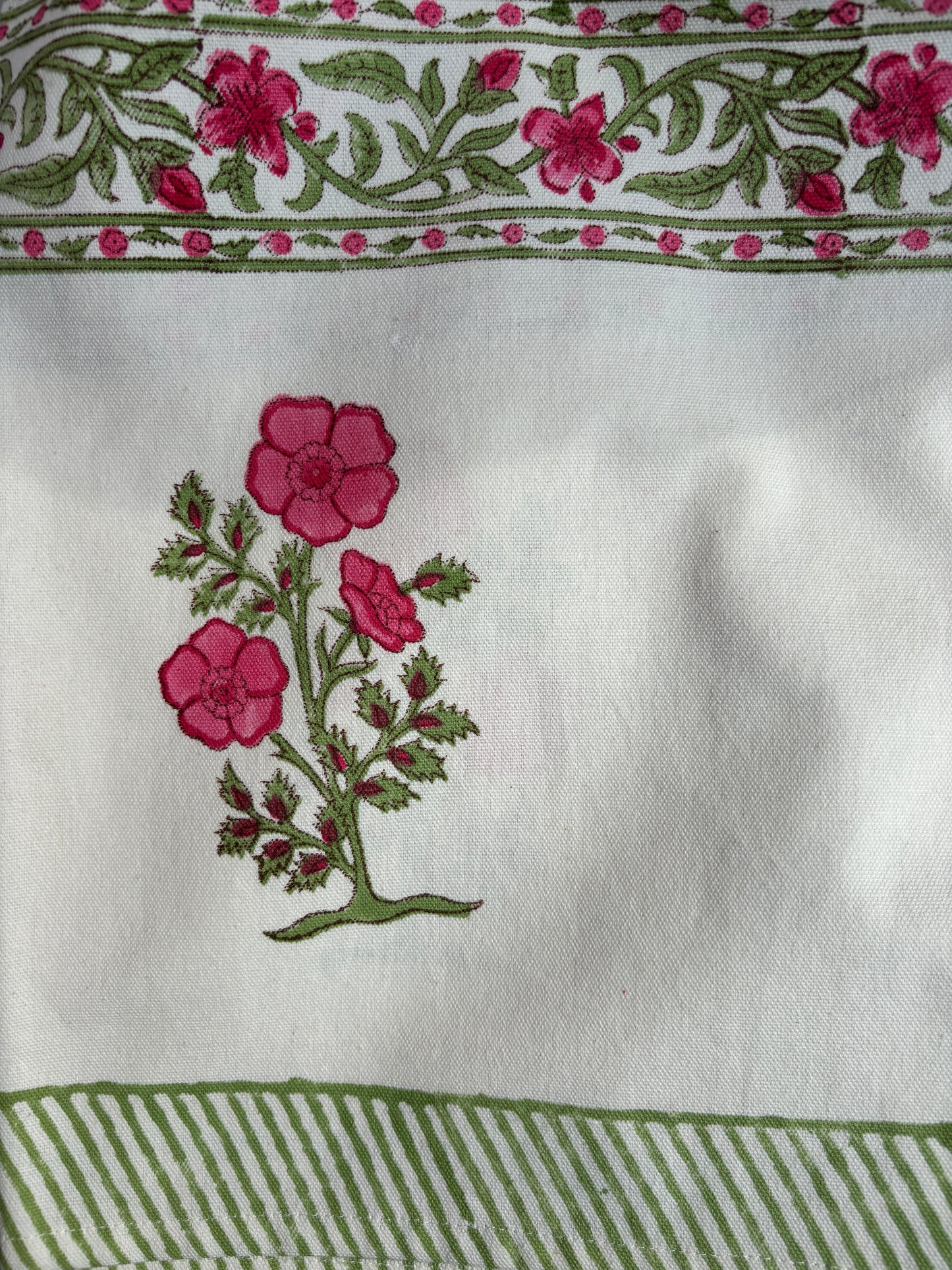 Pink Bud Block Printed Table Cloth