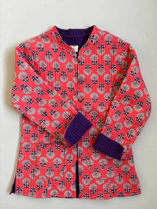 Purple Peak Block Printed Quilted Jacket