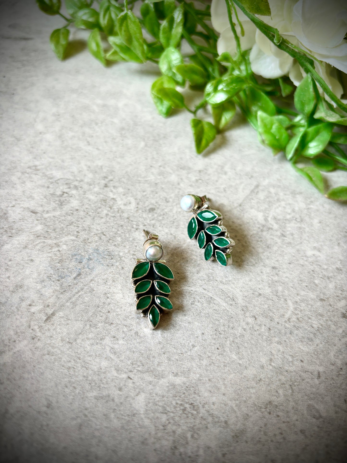 Emerald Spark Silver Earrings