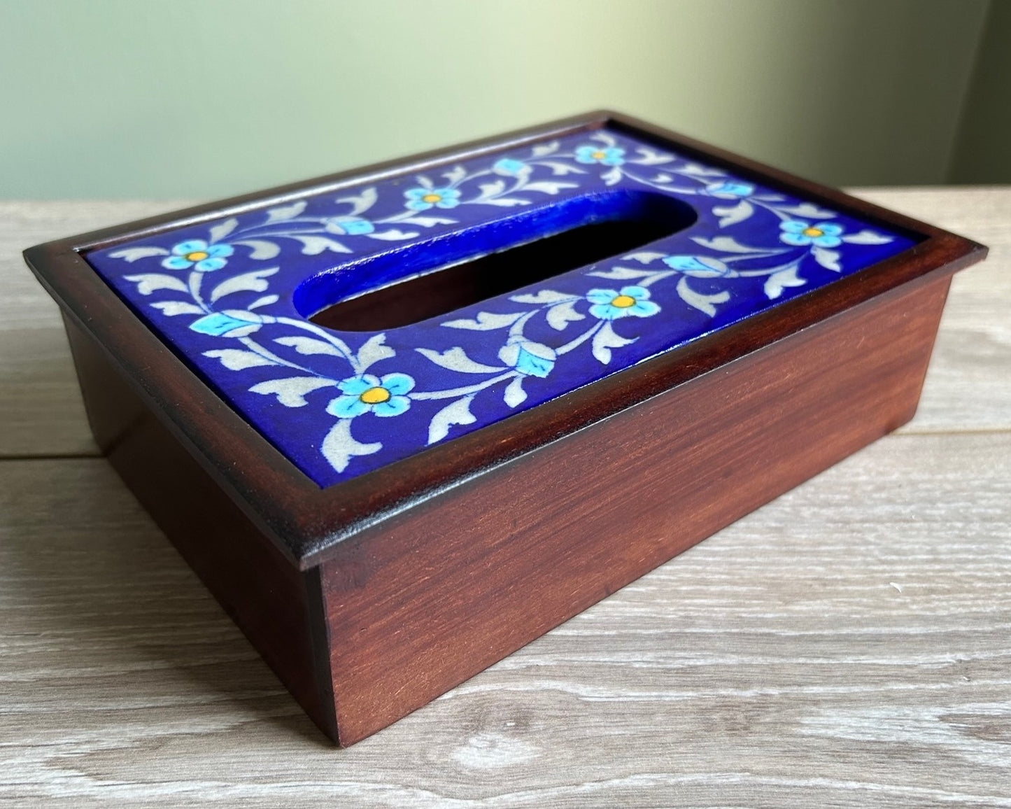 Blue Majestic Blue Pottery Tissue Box