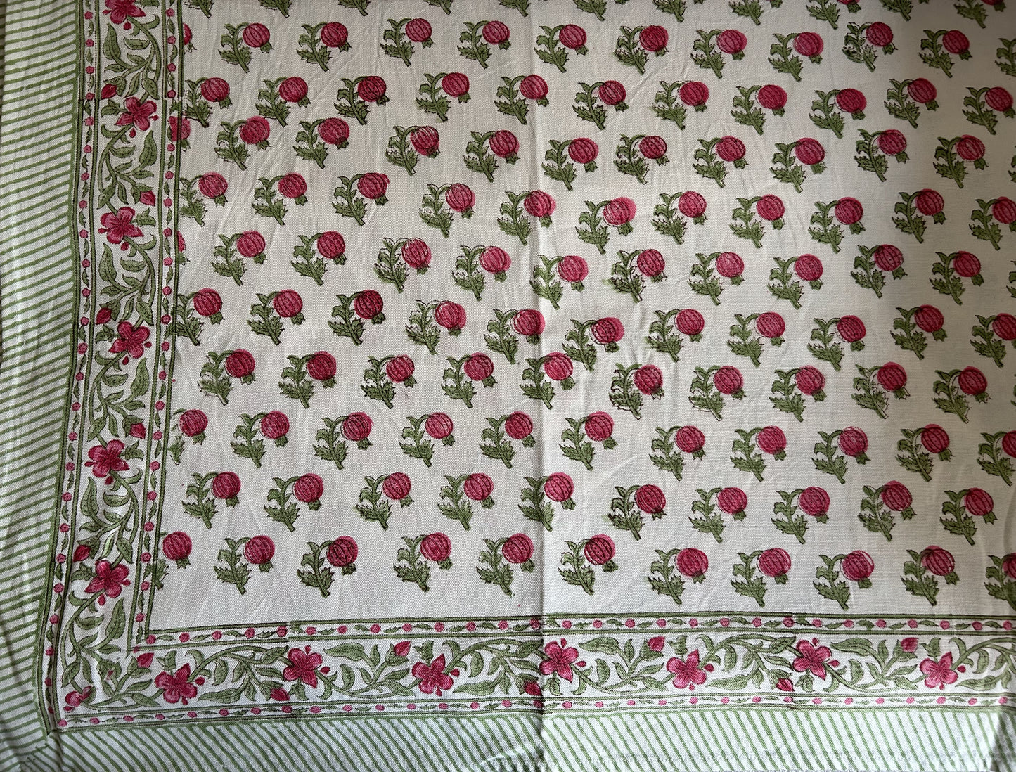 Pink Bud Block Printed Table Cloth