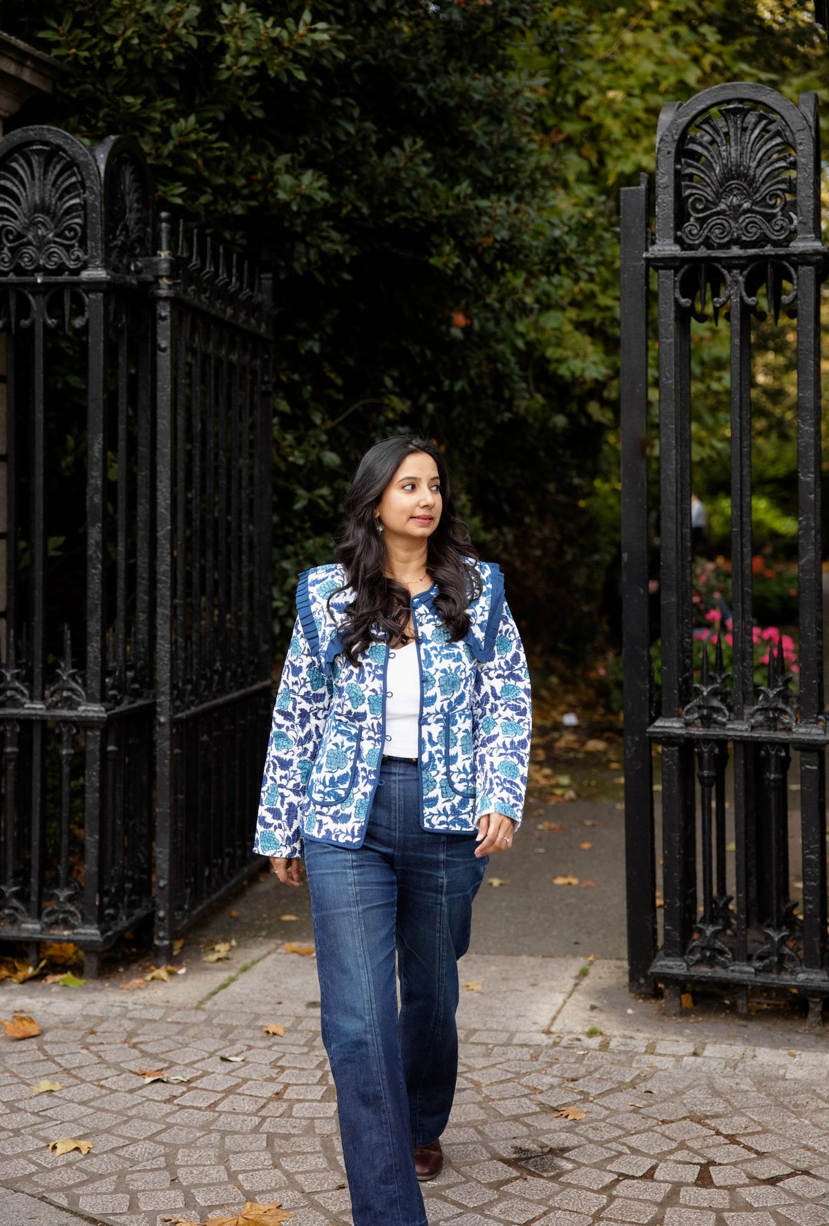 Blue Rose Block Print Jacket