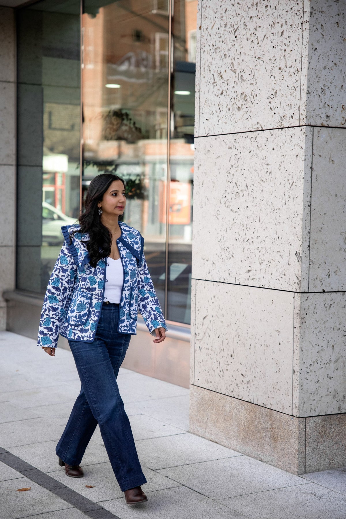 Blue Rose Block Print Jacket