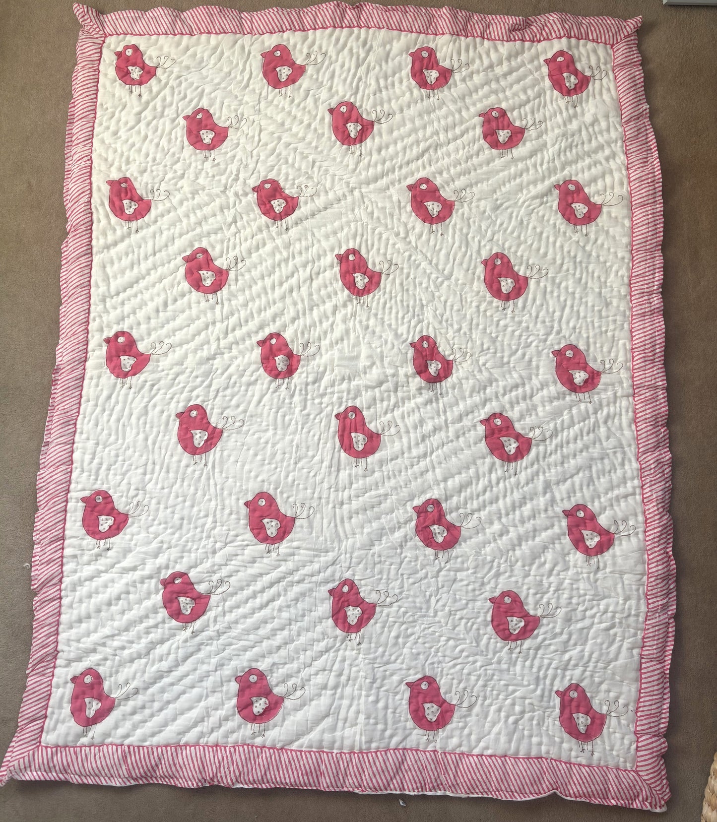 Pink Bird Baby Blanket