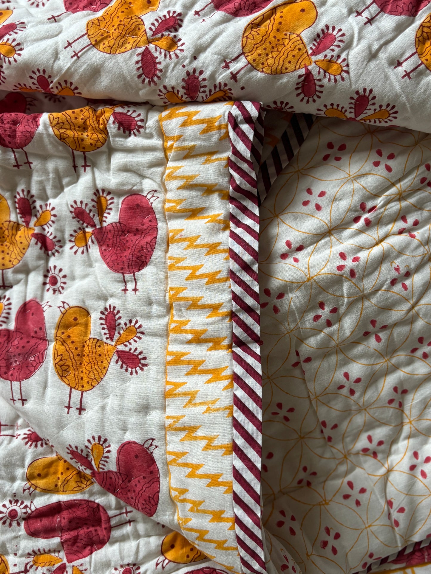 Red & Yellow Bird Baby Quilt