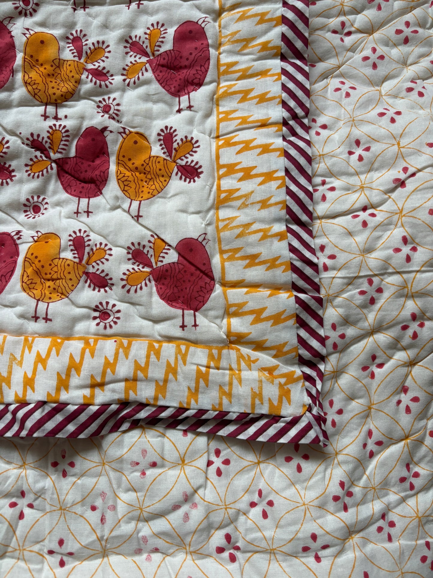 Red & Yellow Bird Baby Quilt