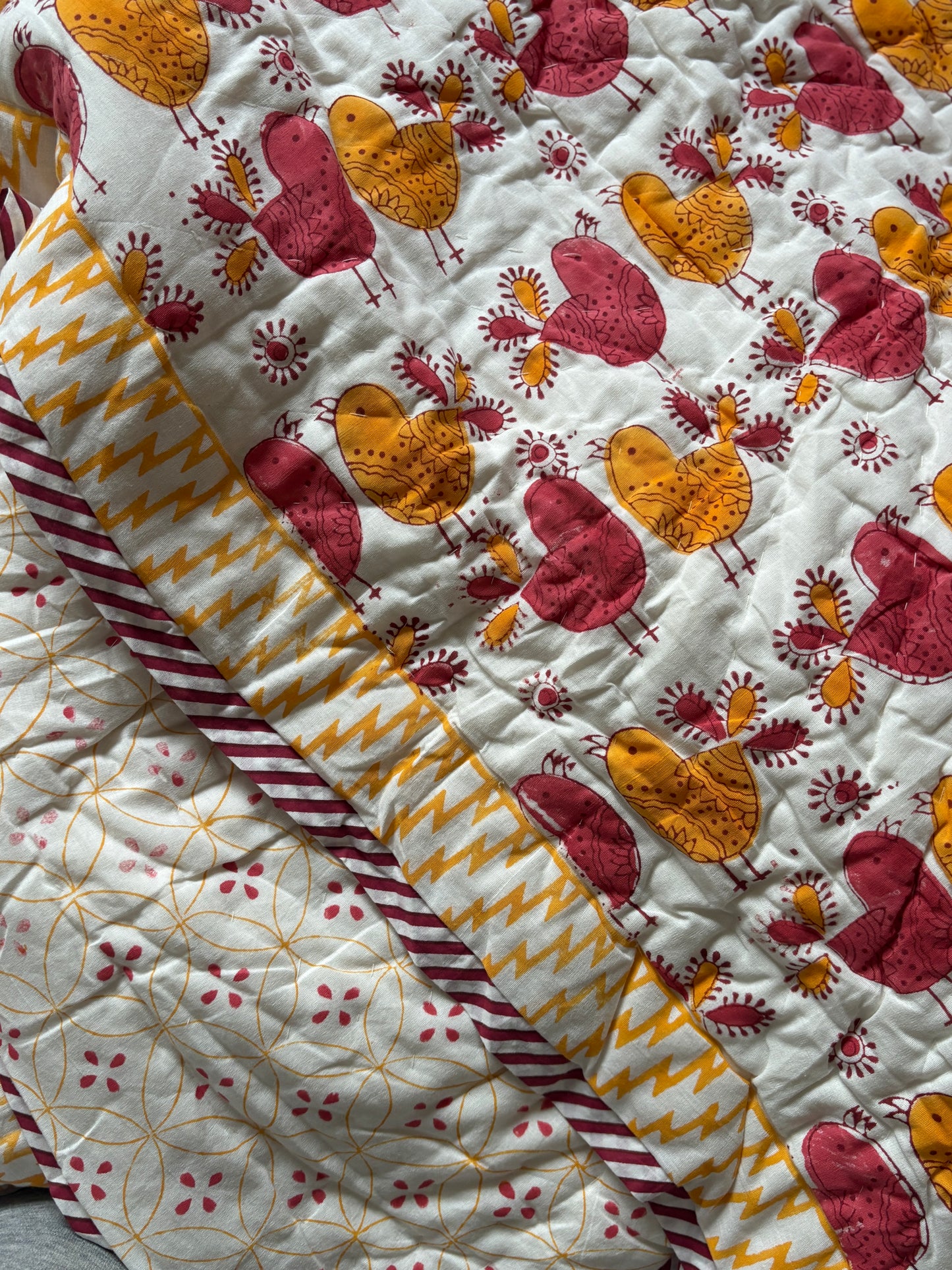 Red & Yellow Bird Baby Quilt