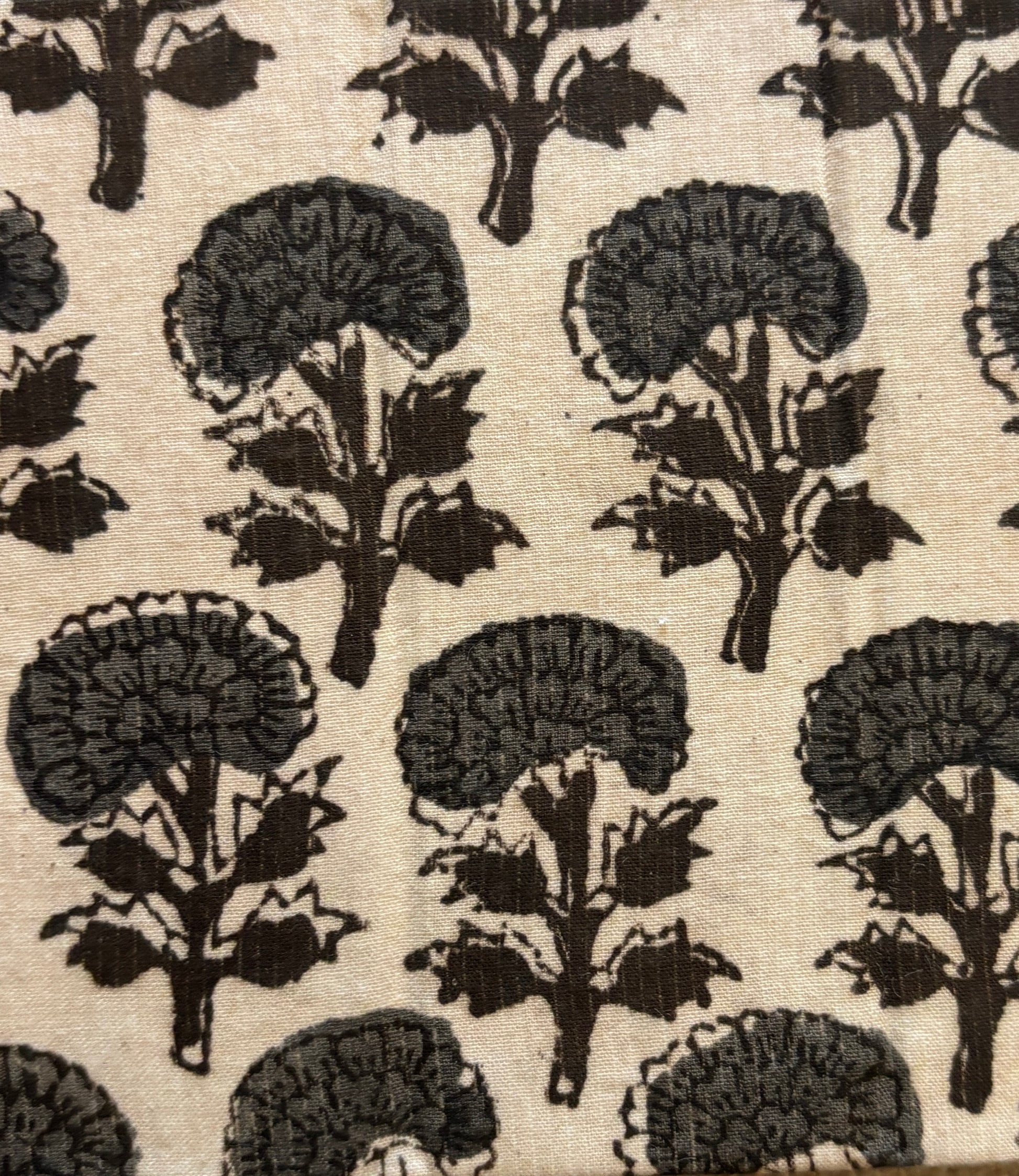 Pattern of black flower buti block printing