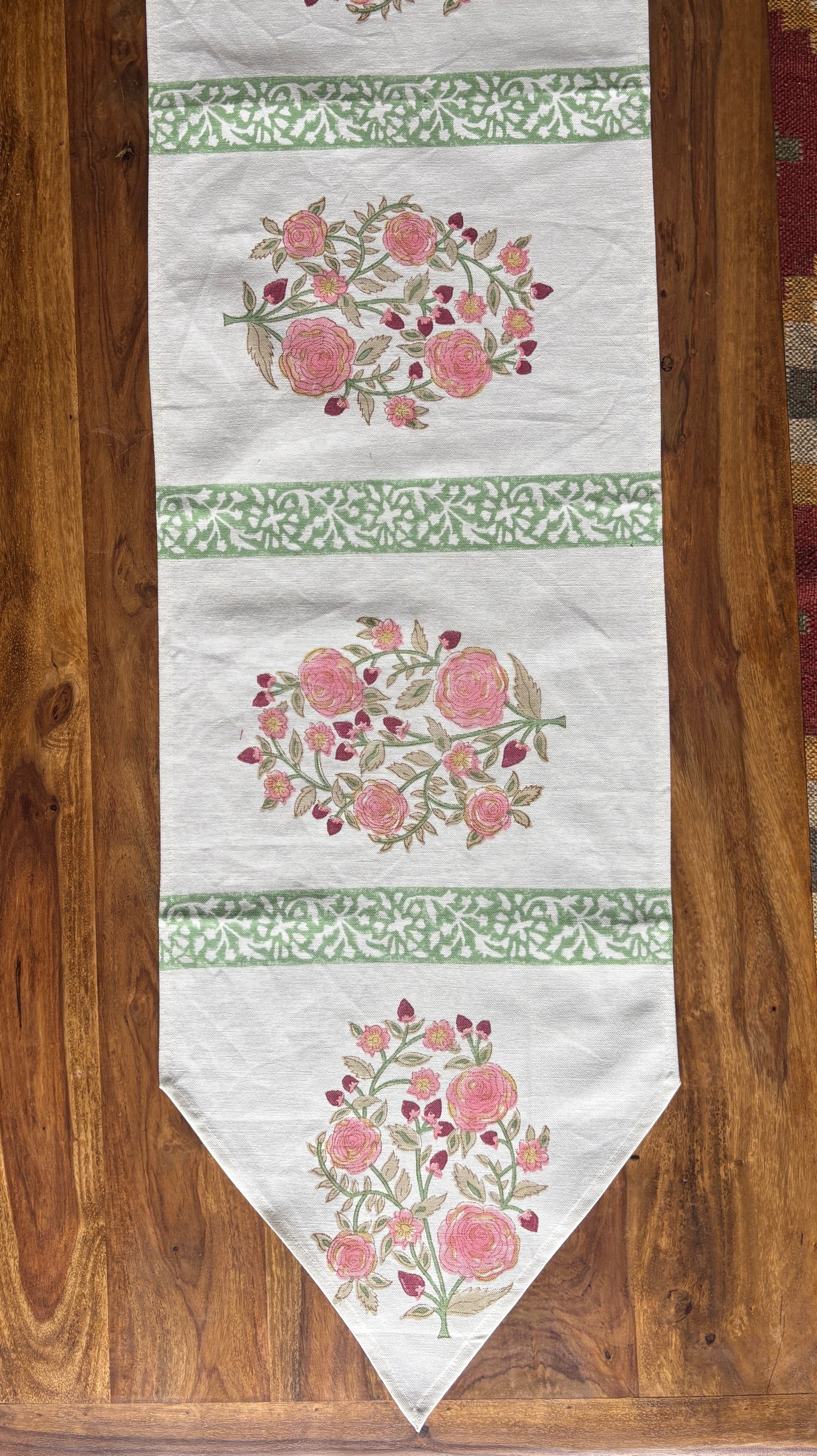 Big Bloom Block Print Table Runner
