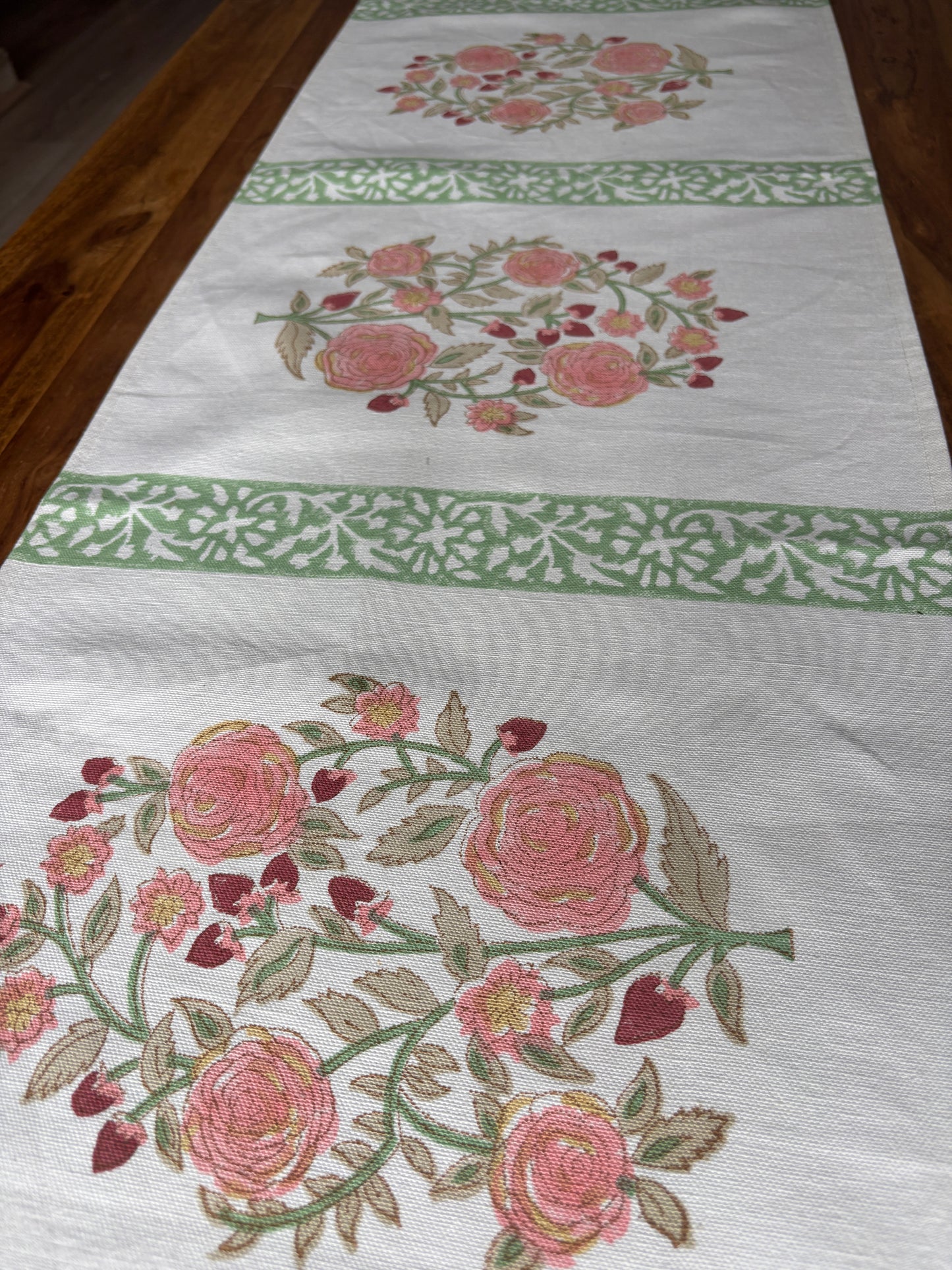 Big Bloom Block Print Table Runner