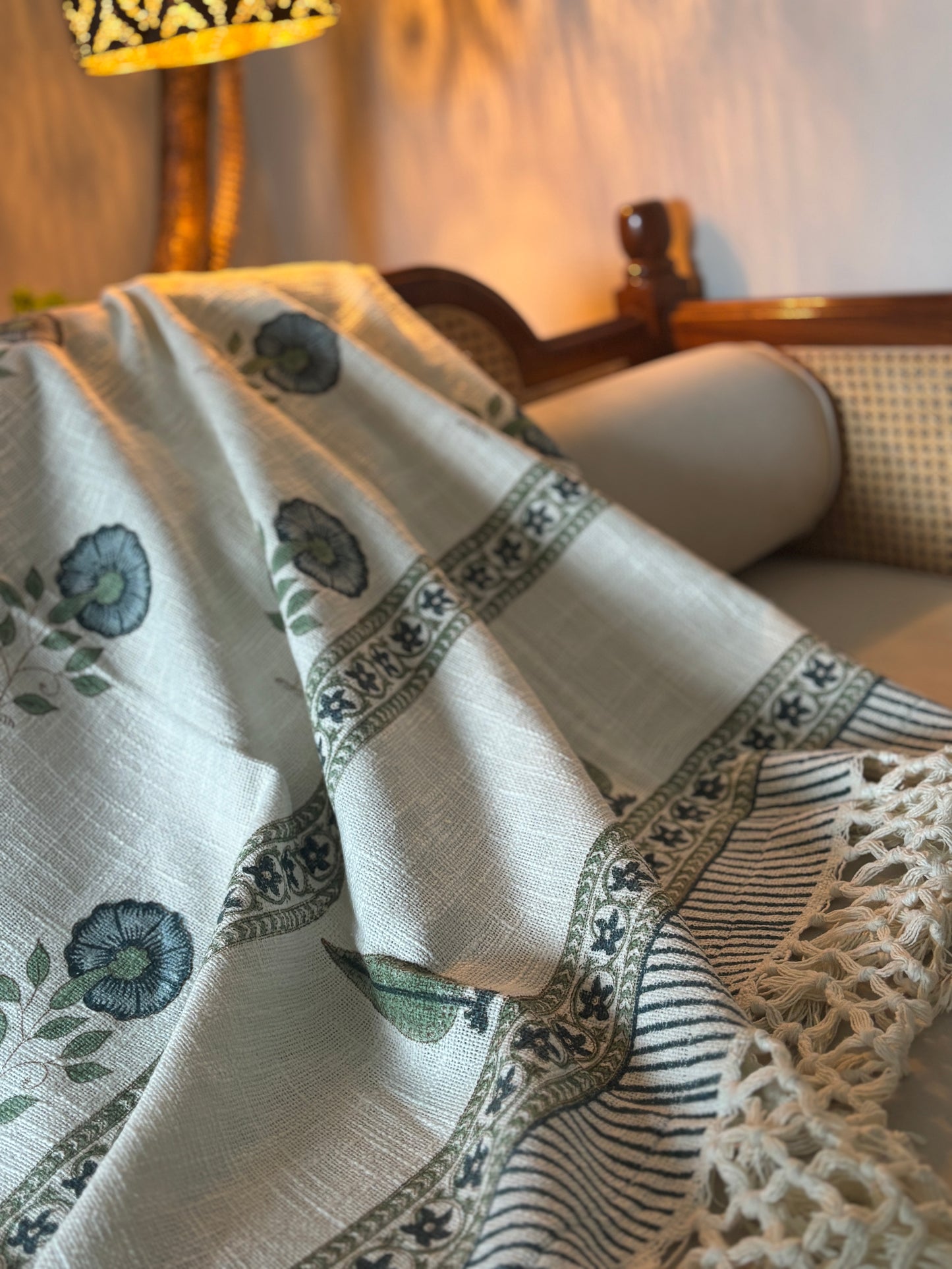 Blue Motif Block Printed Throw
