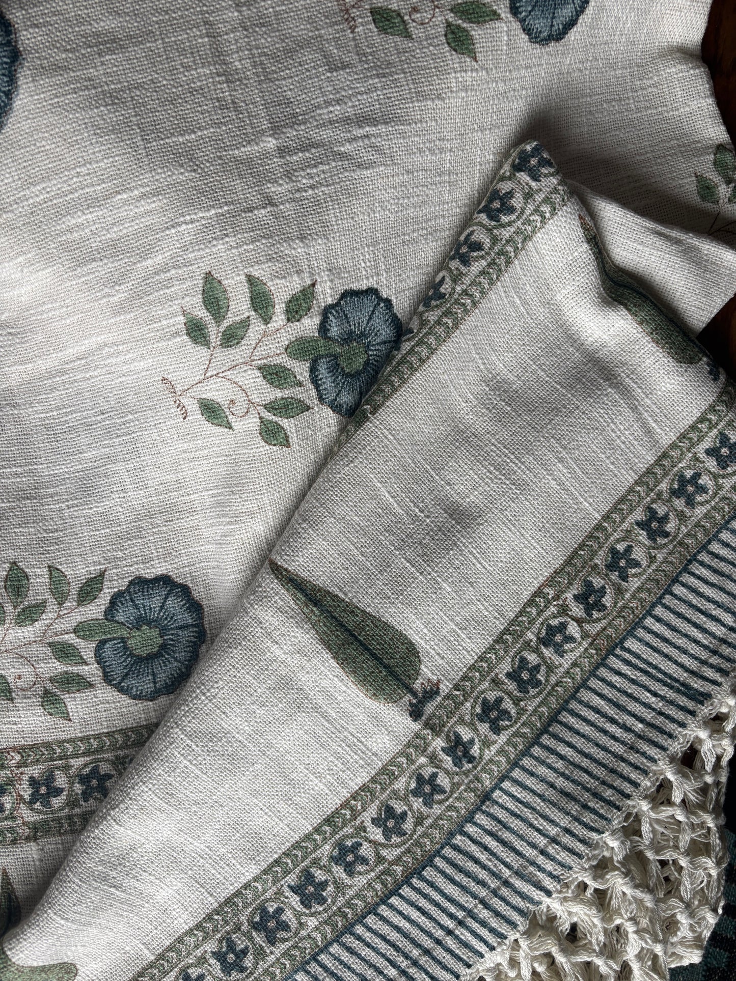 Blue Motif Block Printed Throw