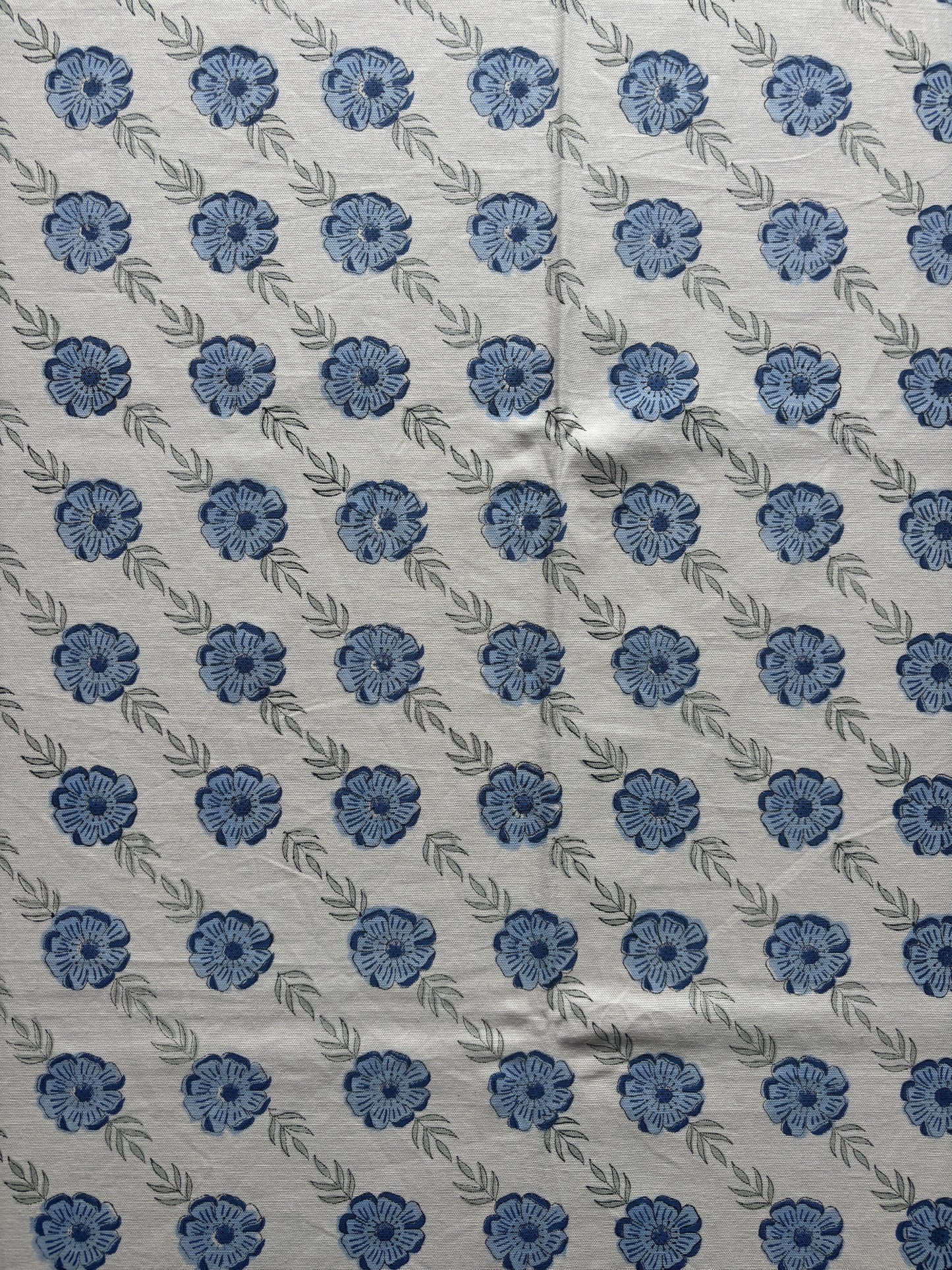 Blue Meadow Block Printed Table Cloth