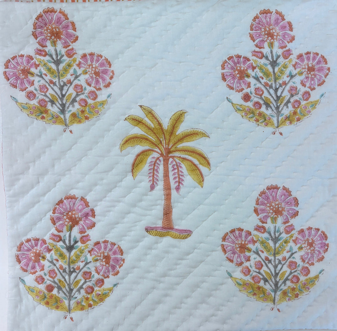 Luxury cotton cushion cover with floral pattern