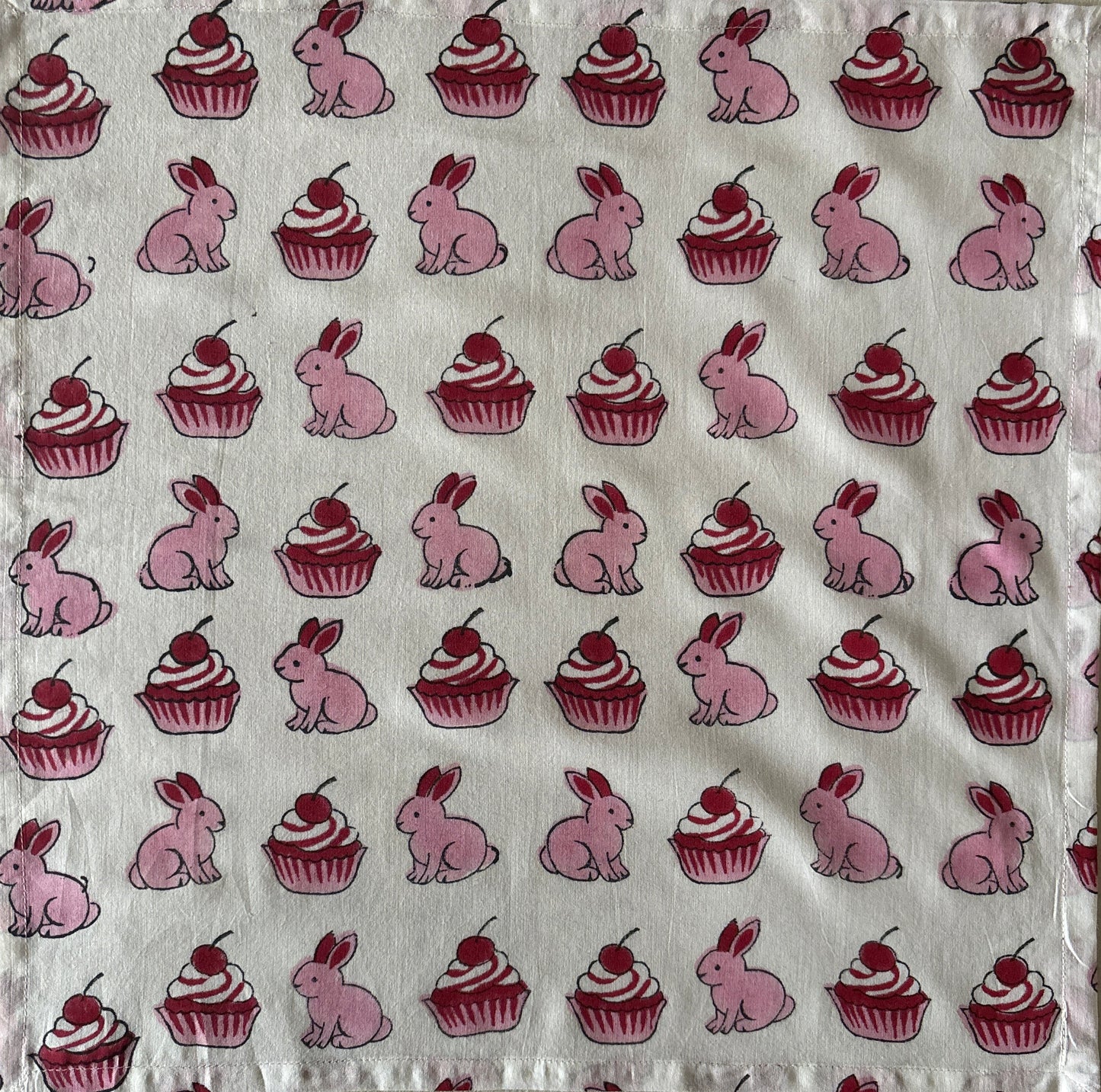 Cotton pink bunny napkins for easter