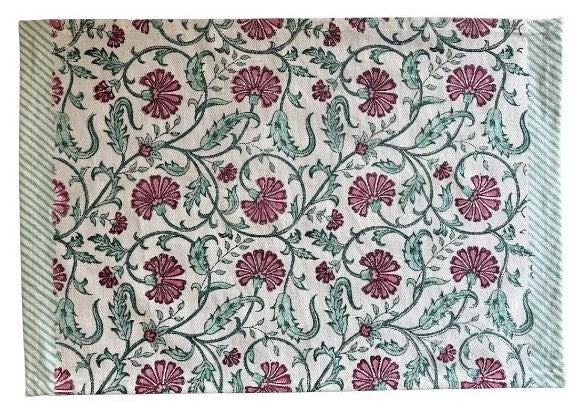 Gulabi Bagh Block printed Placemats, Set of 2