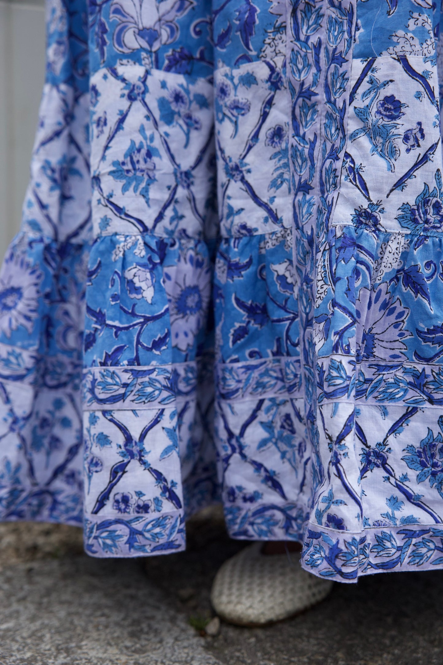 blue floral cotton skirt for summers in ireland