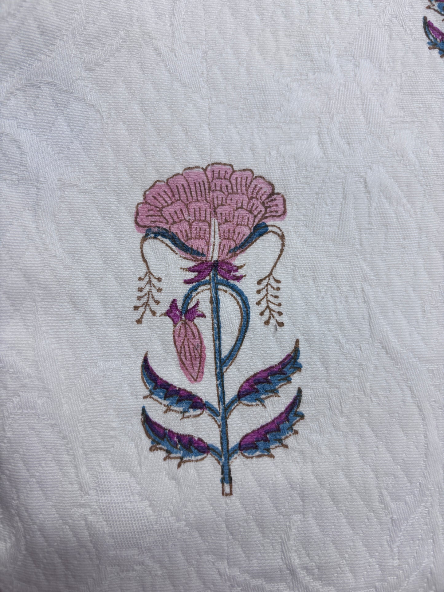 floral block printed motif on shoulder bag