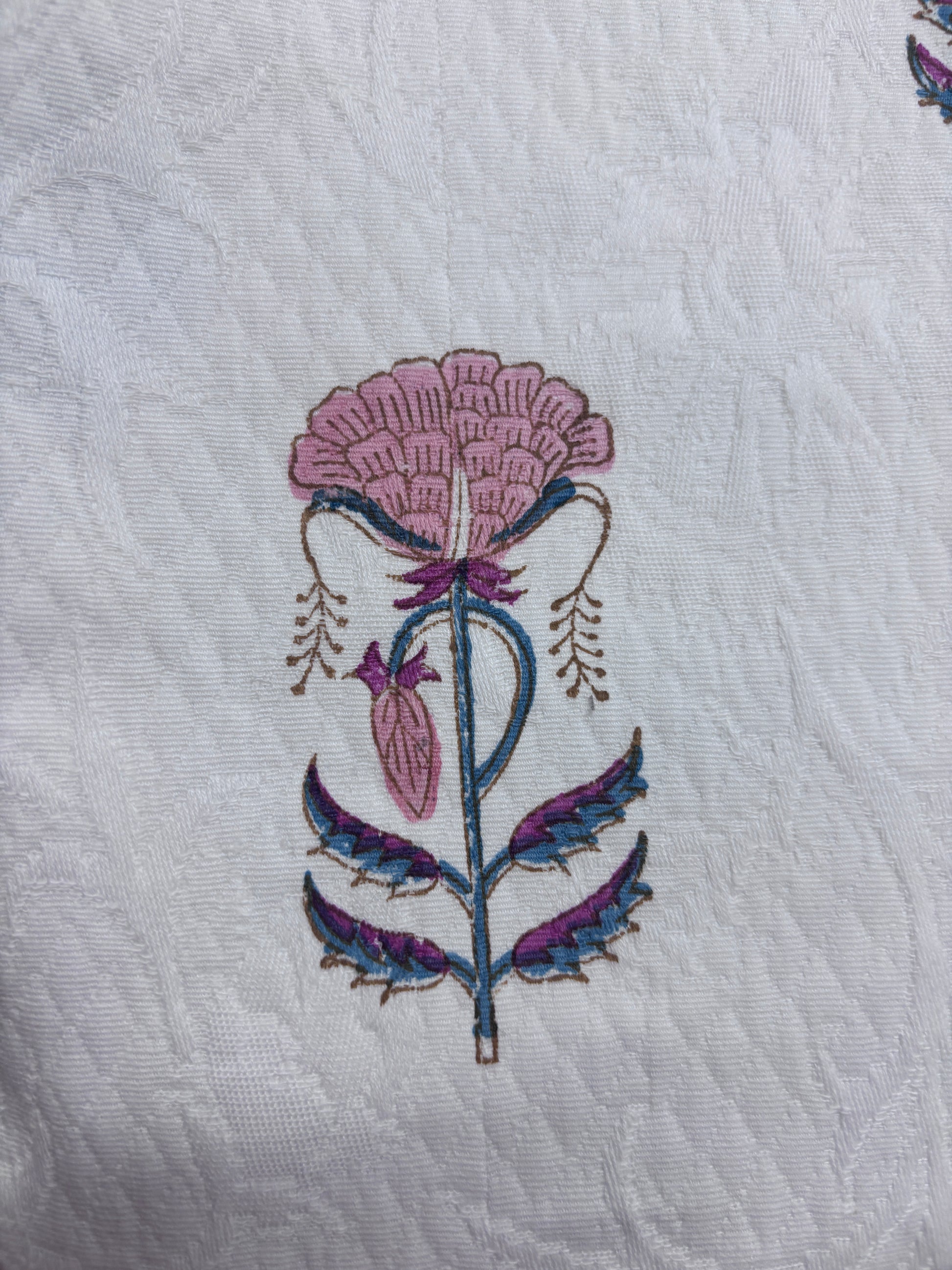 floral block printed motif on shoulder bag