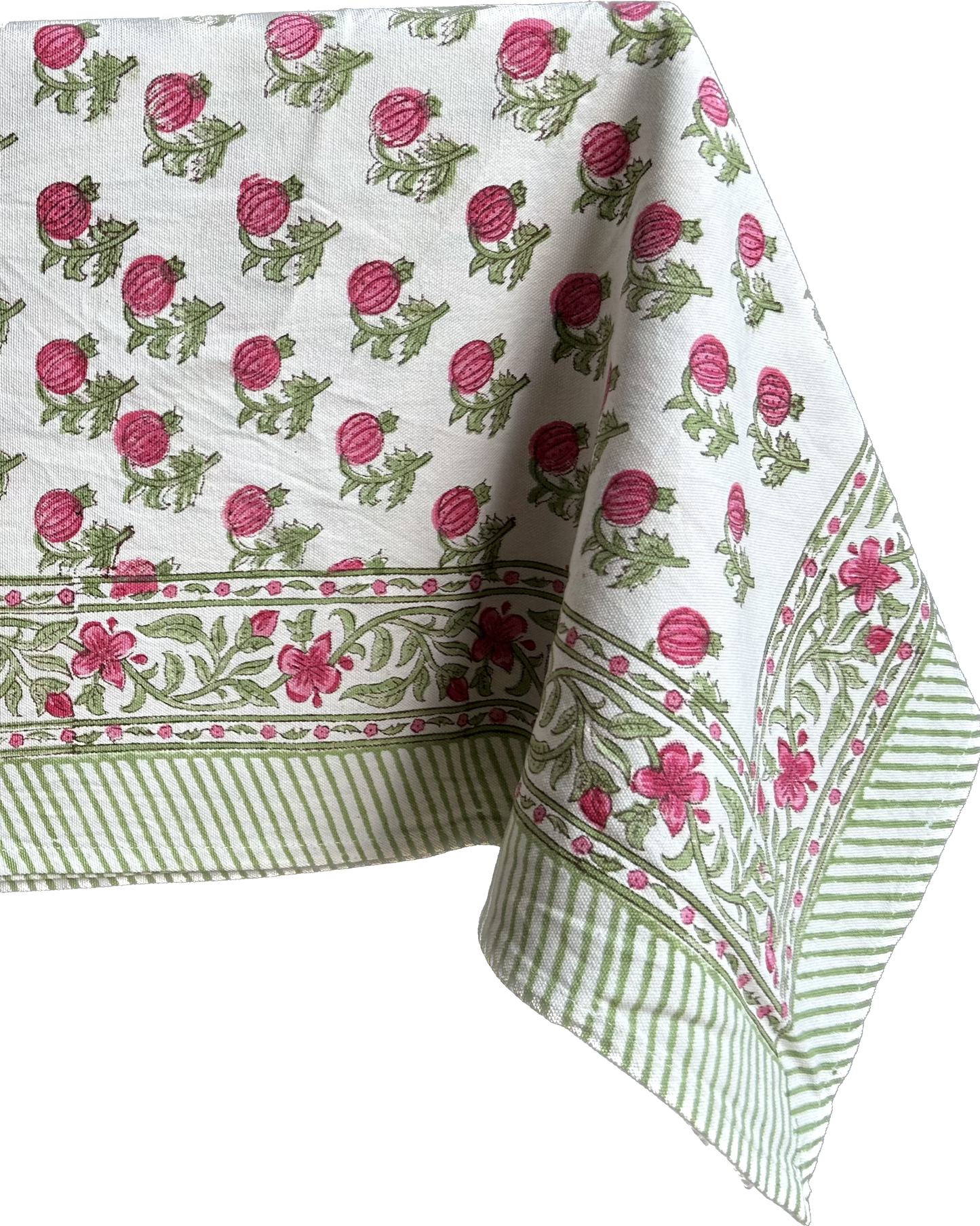 Pink Bud Block Printed Table Cloth