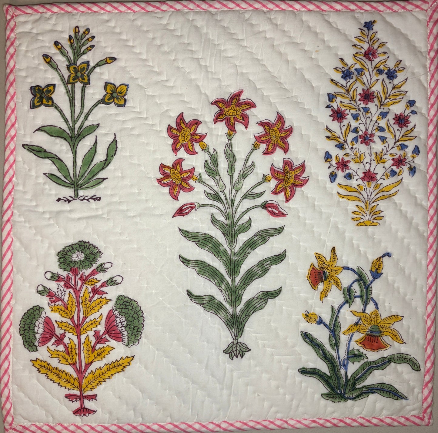 Floral motif block printed soft luxury cushion cover