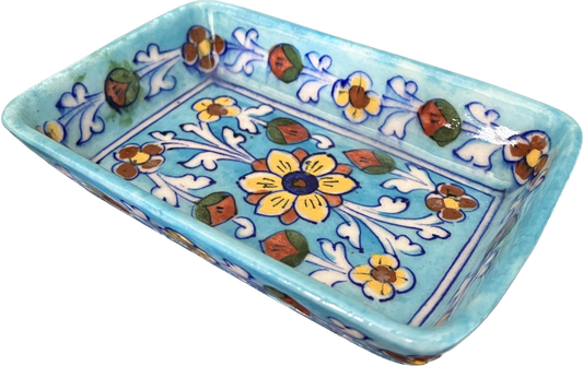 Floral Breeze Blue Pottery Tray